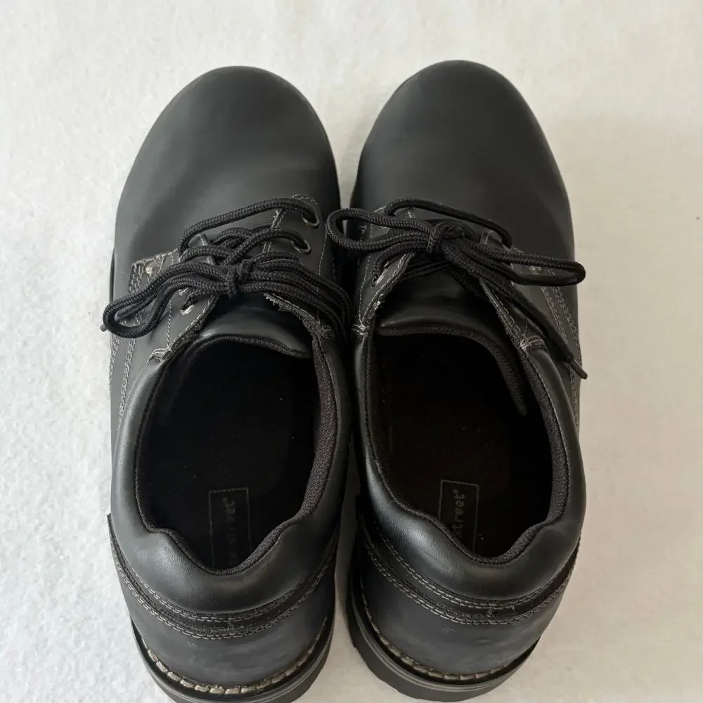 State Street Mens 12 Black Leather Oxford Comfort Daily Loafers Lace Up